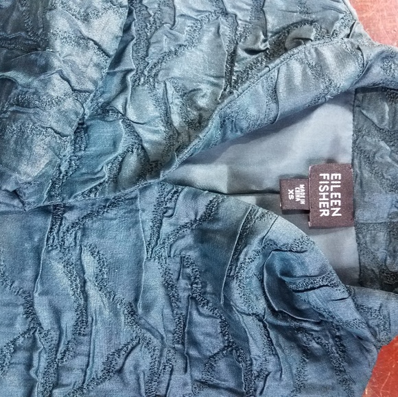 Eileen Fisher xs Teal Bolero Silk Cropped Jacket - Picture 5 of 8